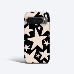 CREME WONKY STARS Hülle | Boho Sterne Stern Muster, Für Pixel 9a, 9 Pro xl, 8a, 8 Pro, 7 Pro, 7a, 6 Pro, 6a, 5 weitere Modelle