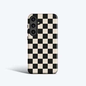 BLACK CHECKERBOARD Phone Case | For Samsung Galaxy S25 Ultra, S24 fe, S23 fe, S22 Plus, S21, S20 - Cream, Trending