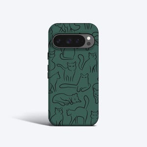 Hand Drawn Cats Case - For Pixel 10, 9, 8, 7, 6 - Magnetic