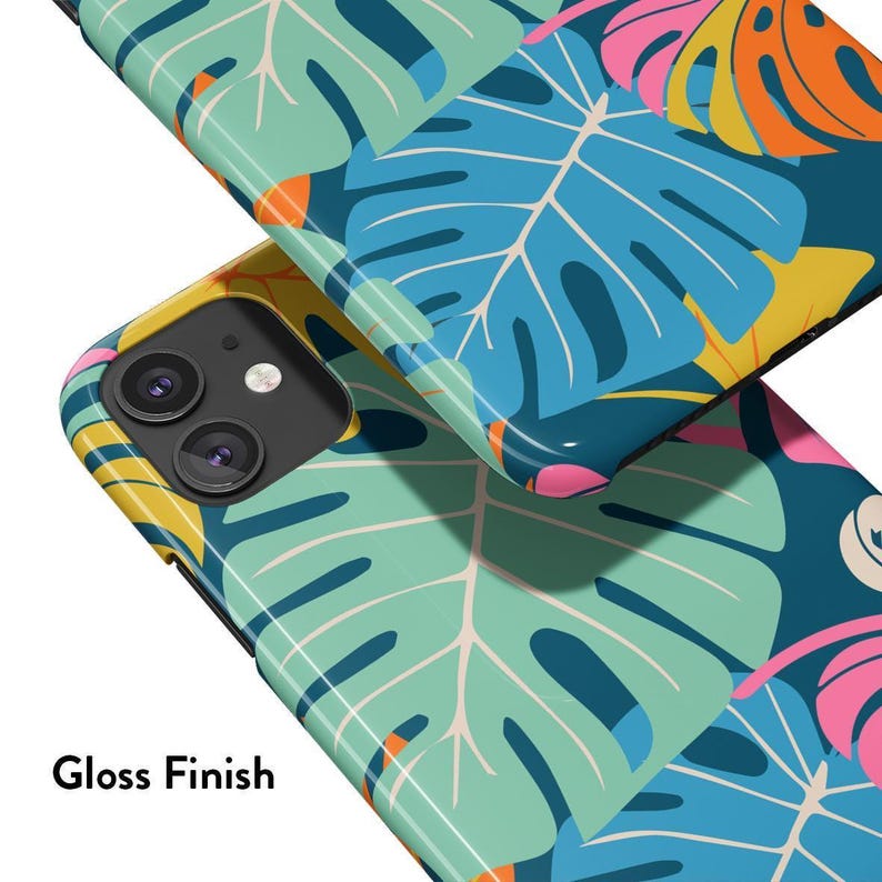 BRIGHT PALMS Phone Case, For Pixel 9 Pro Case, Pixel 8a Case, Pixel 7 Case, Pixel 6 Case, Pixel 5 Case, Large Tropical Leaves, Colourful image 5