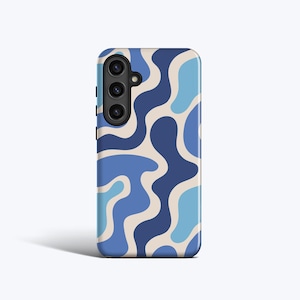 FUNKY BLUE SHAPES Case | For Samsung Galaxy S25 Plus Case, Galaxy S24 Case, Galaxy S23 fe Case, Galaxy S22 Case, More Models, Organic Shapes