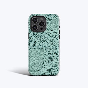 MINT ABSTRACT Phone Case | For iPhone 15 Pro Max Case, iPhone 12 Case, iPhone 11 Case, iPhone 13 Case, More Models, Abstract Dot Pattern