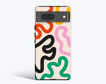 FUNKY Lines Case | For Pixel 8 Pro Case, Pixel 7 Case, Pixel 5 Case, Pixel 4A Case All Models, Wavy Lines, Abstract, Organic, Multi Colours