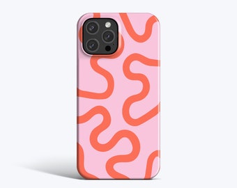 CORAIL LIGNES BIOLOGIQUES | Pour coque iPhone 15 Pro, coque iPhone 13 Pro, coque iPhone 12, coque iPhone 11, autres modèles, lignes ondulées, abstrait