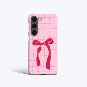 DEEP PINK BOW | For Samsung Galaxy S24 Ultra Case, Galaxy S23 Plus Case, Galaxy S22 Case, Galaxy S21 Case, More Models, Pink, Checkered