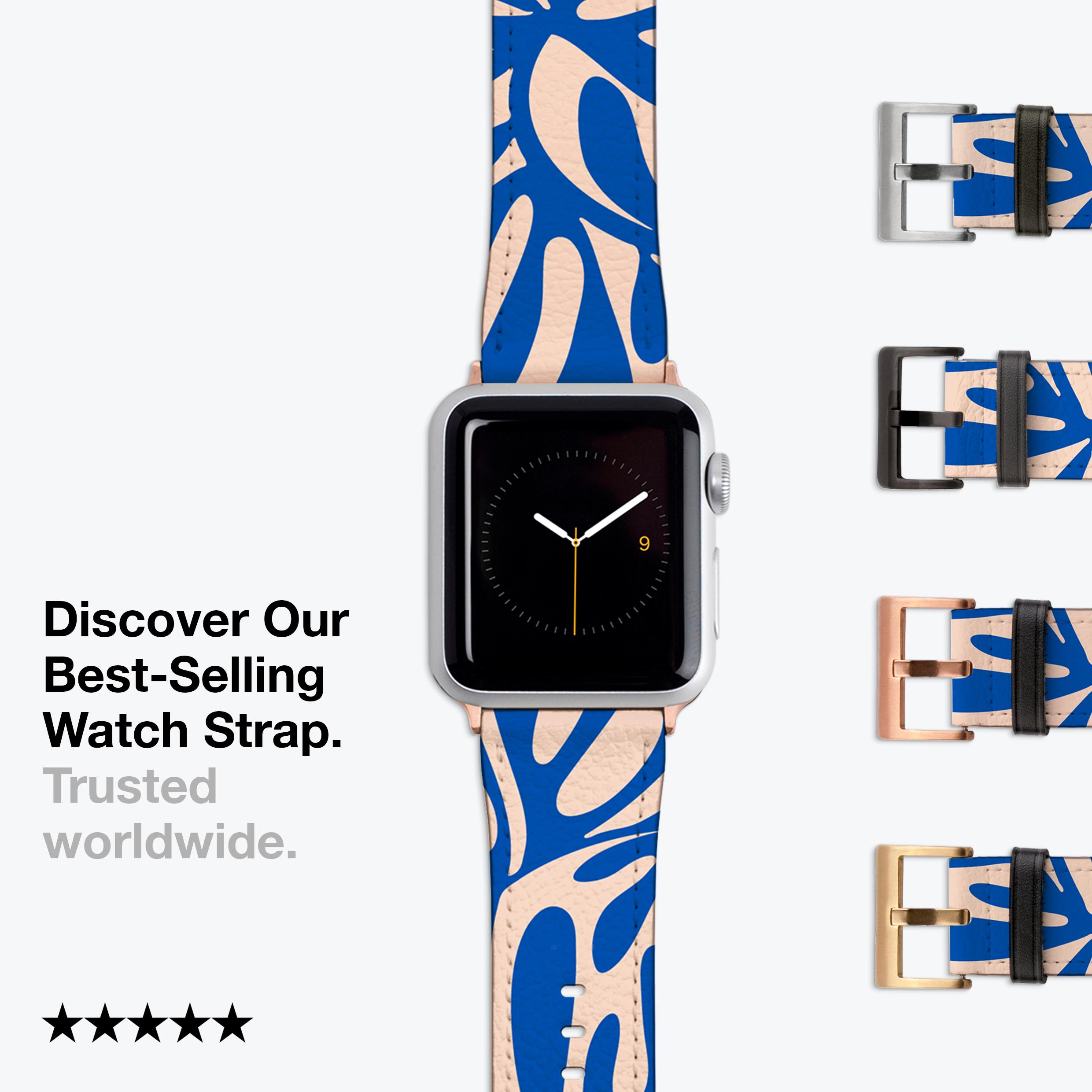 BOTANICAL BLUE Watch Strap | for Apple Band, Vegan Leather Band