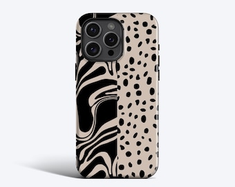 Vogue Beige Schwarz Handyhülle iPhone 17, 16, 15, 14, 13, 12, 11, MagSafe