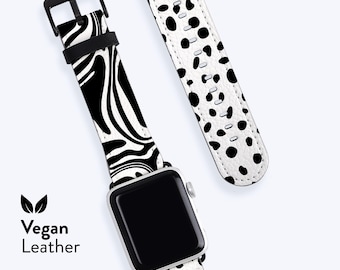 Pulseira VOGUE P&B para Apple Watch - Compatível com Apple Series 1, 2, 3, 4, 5, 6, 7, 8, 9, 10, 11 e SE - Pulseira em Couro Vegano