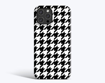 HOUNDSTOOTH CASE | For iPhone 15 Pro Case, iPhone 14 Case, iPhone 11 Case, iPhone xr Case, Classic Black and White Houndstooth Pattern