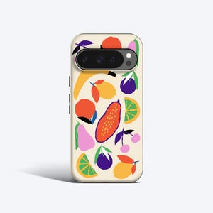 FRUITY ART Case für Pixel 9 Pro Case, Pixel 8a Case, Pixel 7 Pro Case, Pixel 6 Case, Weitere Modelle, Abstraktes Obst, Zitronen, Birne, Kirschen