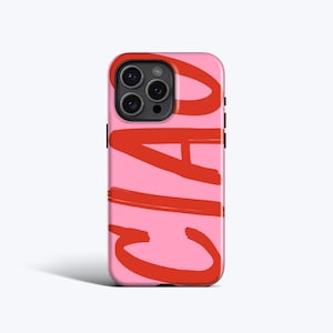 CIAO Handyhülle | Mediterran-Stil mit Rot und Pink - Option MagSafe, passend für iPhone 16 Pro Max, 16e, 15 Plus, 14 Pro, 13 Mini, 12, 11
