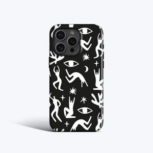 MATISSE Schwarze Handyhülle | Abstraktes Liniendesign - MagSafe-Option, passend für iPhone 16 Pro Max, 16e, 15 Plus, 14 Pro, 13 Mini, 12, 11