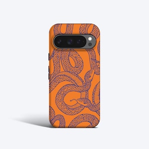 Coque de portable serpent orange brûlée - Pour tous les modèles Pixel, option magnétique