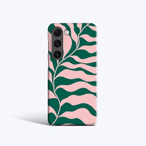 TROPICAL LEAF | For Samsung Galaxy S23 Ultra Case, Galaxy S22 Plus Case, Galaxy S21 FE Case, More Models, Plant, Green and Pink, Abstract