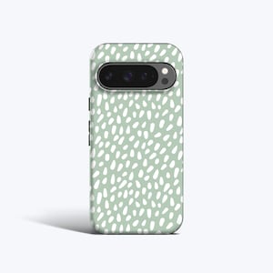 PASTEL GREEN DOTS Phone Case | For Pixel 9a, 9 Pro xl, 8 Pro, 8a, 7 Pro, 7a, 6 Pro, 6a, 5 and More Models
