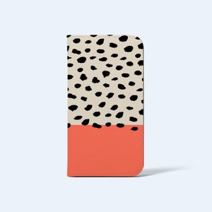 KORALLEN DOTS Handytasche | Für iPhone und Galaxy Modelle, Kartenhalter, Veganes Leder, Satin-Finish, Block Farbe Abstrakte Punkte