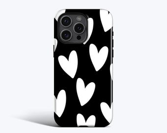 LARGE WHITE HEARTS Case | For iPhone 15 Case, iPhone 12 Case, iPhone 11 Case, iPhone 13 Pro Case, More Models, Abstract Heart pattern