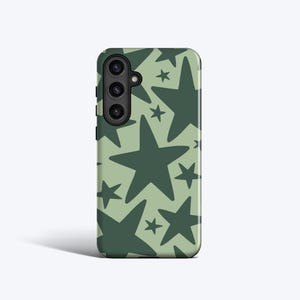 OLIVE WONKY Stars Case For Samsung Galaxy S25 Ultra Case, Galaxy S24 Plus Case, Galaxy S24 FE Case, Galaxy S22 Case, All Models, Green, Boho