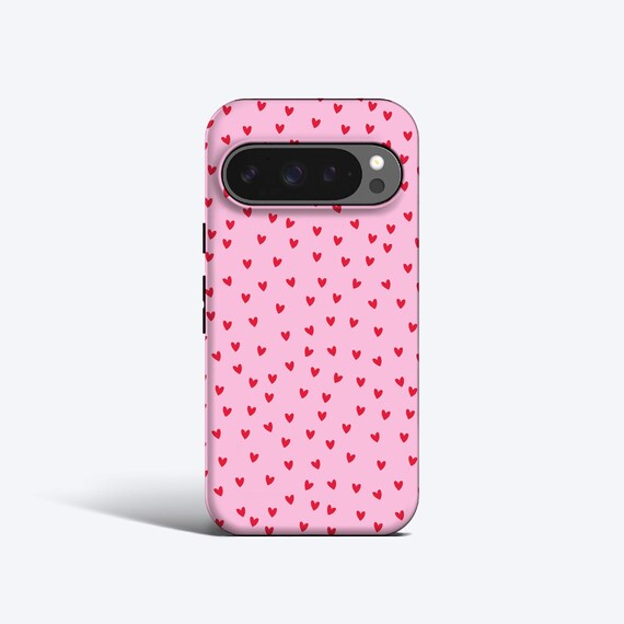 Red Hearts Phone Case - For Pixel 10, 9 Pro xl, 9a, 8a, 8 Pro, 7 Pro, 7a, 6 Pro, 6a, More Models, Pink Case, Heart Pattern