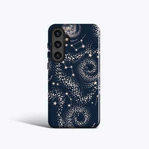 SOLAR STARS Marineblau Etui | Für Samsung Galaxy S25 Plus Hülle, Galaxy S24 Hülle, Galaxy S23 fe Hülle, Galaxy S20 Hülle, Weitere Modelle, Celestial, Star