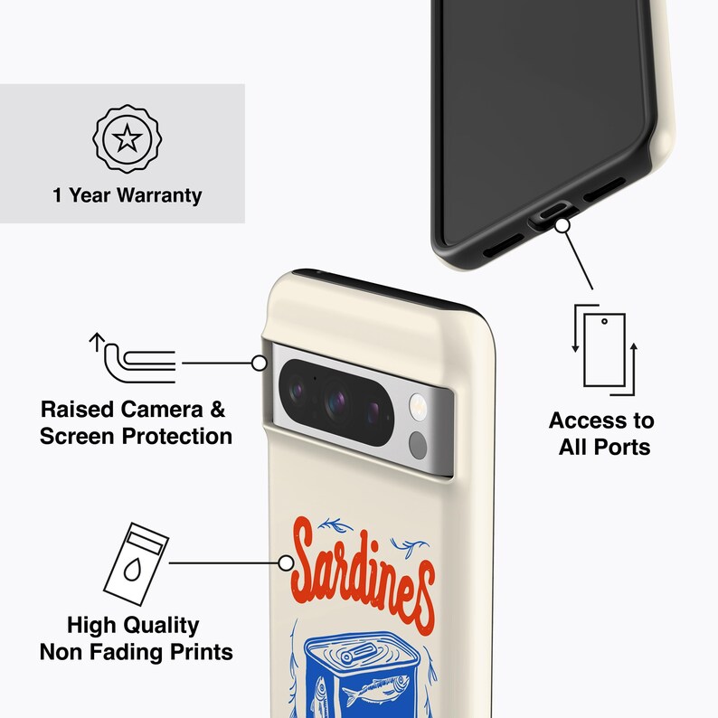 SARDINES TIN Phone Case | For Pixel 9 Pro xl Case, Pixel 8a Case, Pixel 7 Pro Case, Pixel 6a Case, Pixel 5 Case, Portugal, Traditional Food image 4