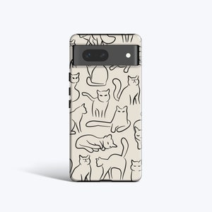 HAND DRAWN CATS Case | For Pixel 8 Case, Pixel 7 Case, Pixel 6 Pro Case, Pixel 5 Case, All Models Available, Cat Case, Hand drawn, Cute Cat