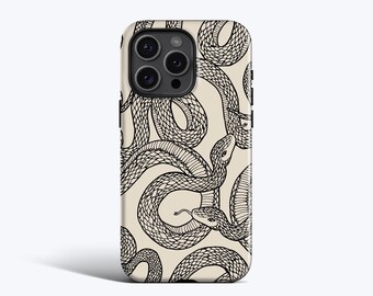 Black Snake Print Phone Case for iPhone 17 16 15 14 13 12 11 11