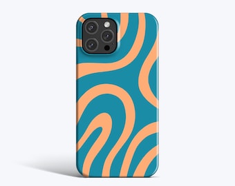 TEAL ORGANIC Lines | For iPhone 15 Case, iPhone 12 Case, iPhone 11 Case, iPhone XR Case, Wavy Organic Shapes, Minimal, Trending, Y2K