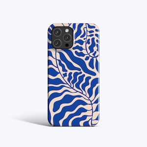 ABSTRACT LEAVES BLUE Case | For iPhone 15 Pro Case, iPhone 13 Pro Case, iPhone 12 Case, iPhone 11 Case, More Models, Matisse Style, Blue