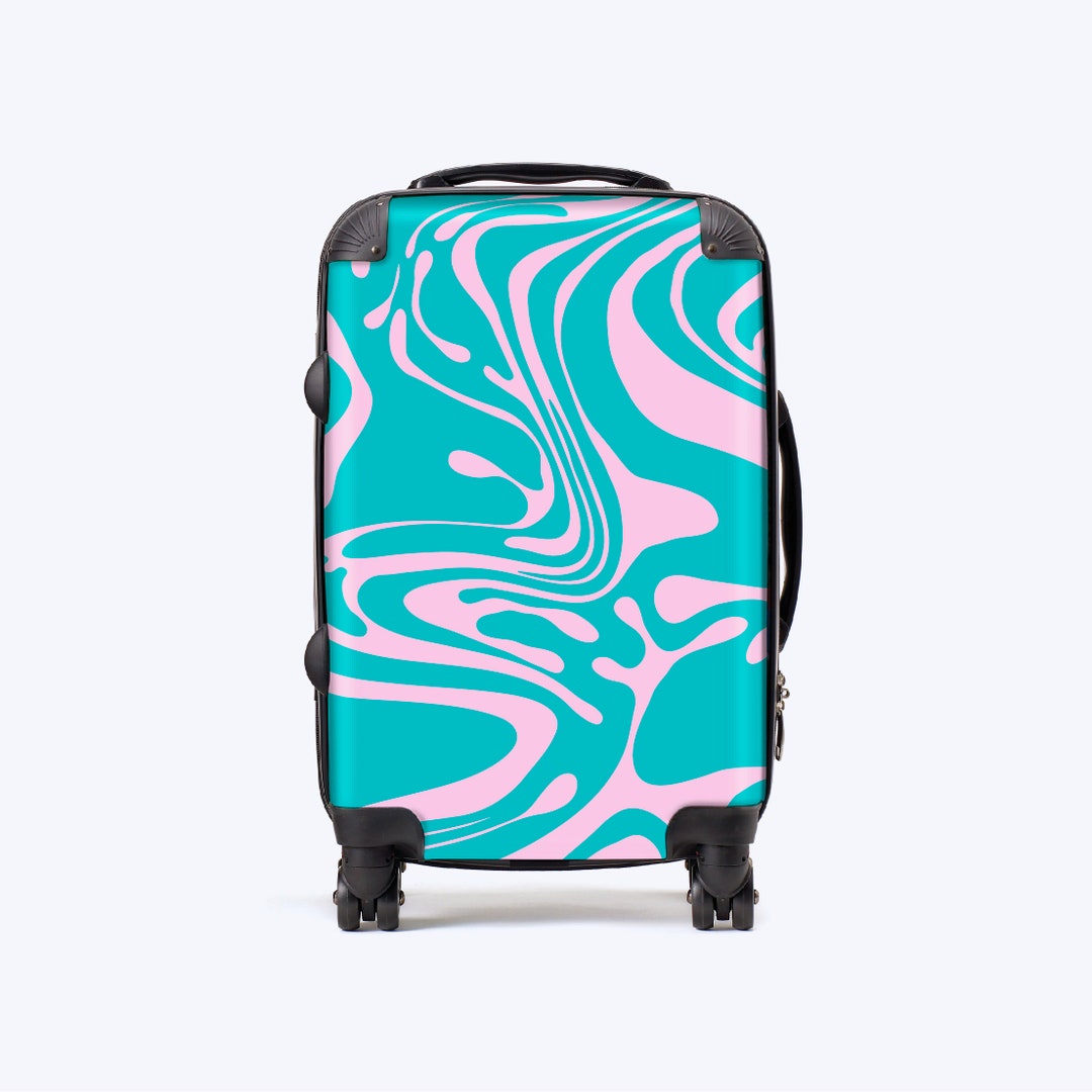 TURQUOISE MARBLE SUITCASE Luxury Custom Suitcase, Cabin, Medium and