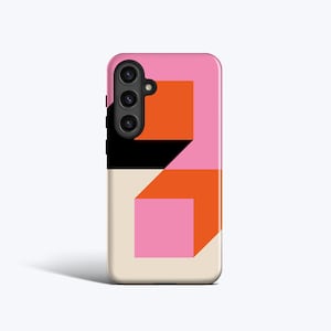 GEOMETRIC CUBES Case | For Samsung Galaxy S25 Plus Case, Galaxy S24 Case, Galaxy S23 Case, Galaxy S22 Case, More Models, Pink, Orange, Black