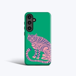 PINK BENGAL TIGER Case | For Samsung Galaxy S25 Ultra, S24, S23 fe, S22, S21, S20, Cat Lady Case, Wild Cat, Pink