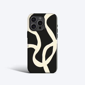 BOHO LINES BLACK Phone Case For iPhone 16 Pro Case, iPhone 15 Case, iPhone 14 Pro Max Case, iPhone 12 Case, MagSafe, Abstract Lines, Matisse image 1
