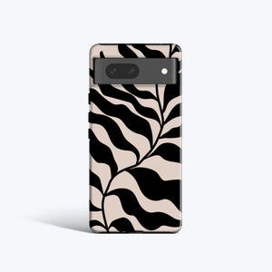 ABSTRACT LEAF Case | For Pixel 8 Pro Case, Pixel 7 Case, Pixel 6 Pro Case, Pixel 5 Case, All Models, Wavy Leaves, Matisse Style, Black