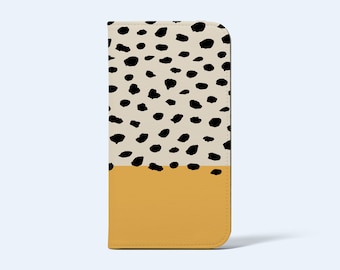 BLONDE DOTS WALLET Phone Case | For iPhone and Galaxy Models, Card Holder, Vegan Leather, Satin Finish, Block Colour Abstract Dots