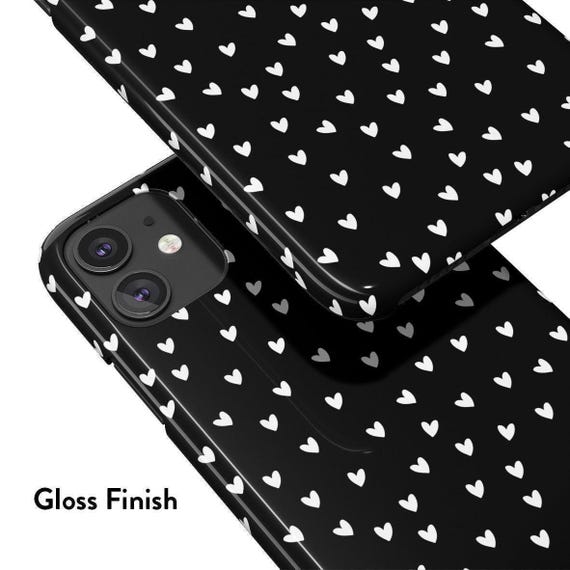 iPhone15 / black 【dress HEART 】 SMALL WHITE HEARTS Phone Case | for iPhone 15 Case, iPhone