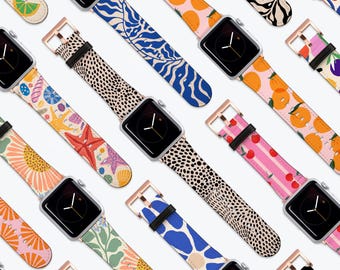 BOTANICAL BLUE Watch Strap | for Apple Band, Vegan Leather Band