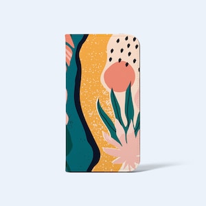 Estuche tipo billetera TROPICAL SUN para iPhone y modelos Galaxy, tarjetero, piel vegana, acabado satinado, garantía de un año