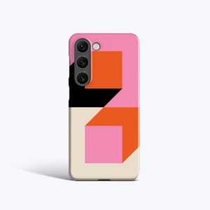 GEOMETRIC CUBES | For Samsung Galaxy S23 Plus Case, Galaxy S22 Case, Galaxy S21 fe Case, Galaxy S20 Case, More Models, Pink, Orange, Black