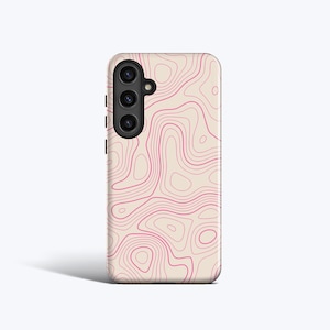 PINK TOPOGRAPHIC Phone Case, Samsung Galaxy S23 Plus Case, Galaxy S22 Case, Galaxy S24 Case, Galaxy S20 Case, More Models, Pink Map