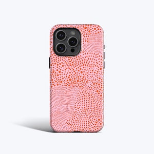 Custodia per telefono CANDY ABSTRACT / Design a pois colorati in rosa, per iPhone 16 Pro Max, 16e, 15 Plus, 14 Pro, 13, 12 Mini, 11, opzione MagSafe