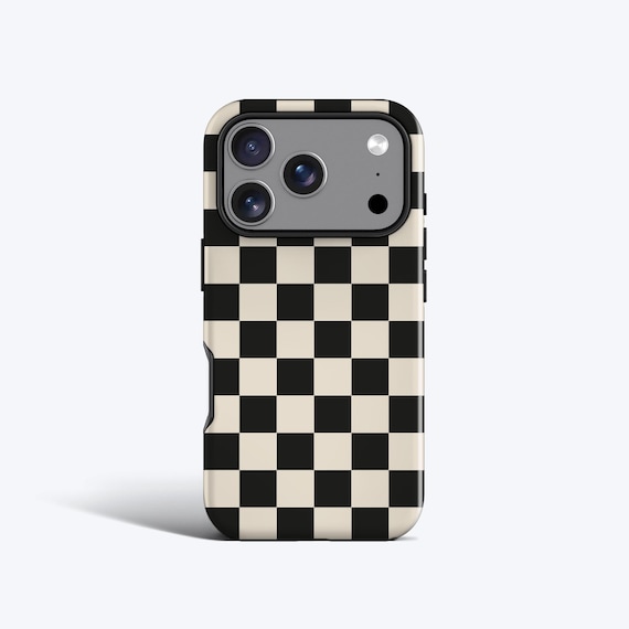 Black Checkerboard Phone Case - for iPhone 17, 16, 15, 14, 13, 12