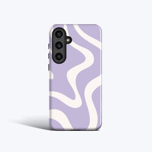 LAVENDER WAVES Phone Case | For Samsung Galaxy S25 Ultra, S24 fe, S23 fe, S22 Plus, S21, S20 Wavy Lines, Lilac Case