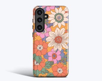 Retro Flowers Phone Case - For Galaxy S26, S25, S24, S23, S22, S21, S20, Magnetic