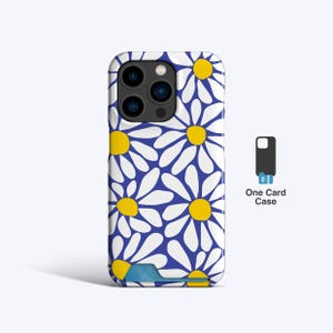 Porte-cartes mince BLEU MARGUERITE LARGE | Coque pour iPhone 15+, coque pour iPhone 14 Pro, coque pour iPhone 13, coque pour iPhone 15 Pro, porte-cartes, rangement pour cartes