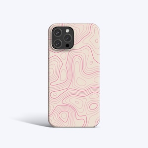 ROZE TOPOGRAFISCHE Telefoonhoesje | Voor iPhone 15 Pro Max-hoesje, iPhone 11 Pro-hoesje, iPhone 12-hoesje, iPhone XS-hoesje, alle modellen, abstract, kaart