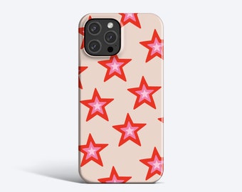 ROTE STERNE FALL | Für iPhone 15 Pro Hülle, iPhone 13 Pro Hülle, iPhone 12 Hülle, iPhone 11 Hülle, Weitere Modelle, Stern Muster, Groovy, Funky, Pink
