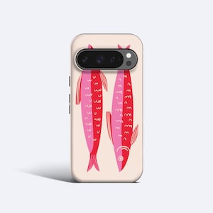Two Pink Sardines Phone Case - For Pixel 10, 9, 8, 7, 6, Magnetic Option