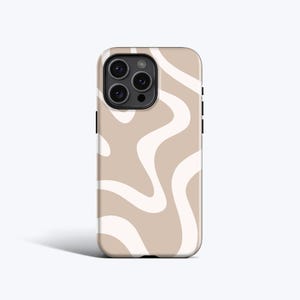 SOFT WAVES Phone Case | Minimal Beige Wavy Shapes, For iPhone 16 Pro Max, 16e, 15 Plus, 14 Pro, 13, 12 Mini, 11, MagSafe Option