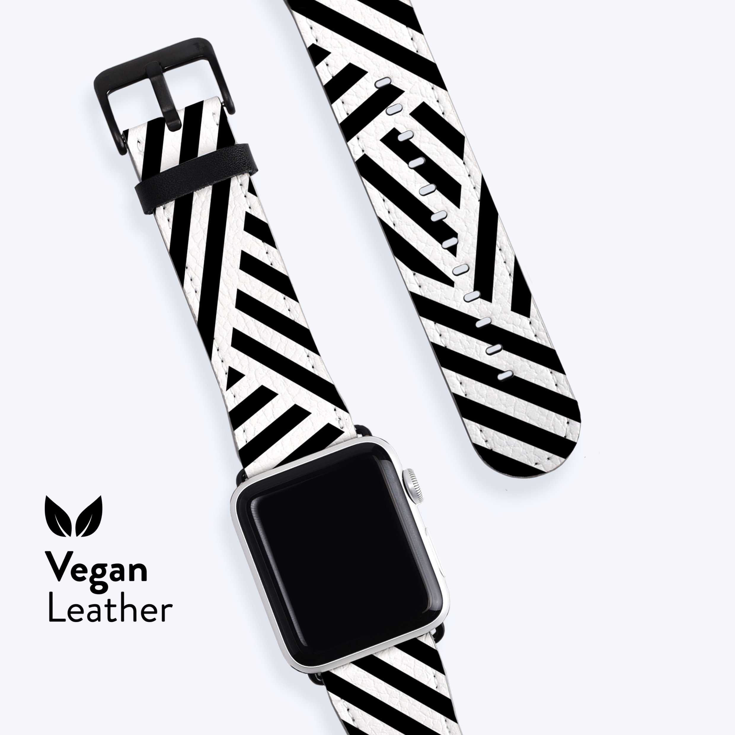 Black and white online striped apple watch band